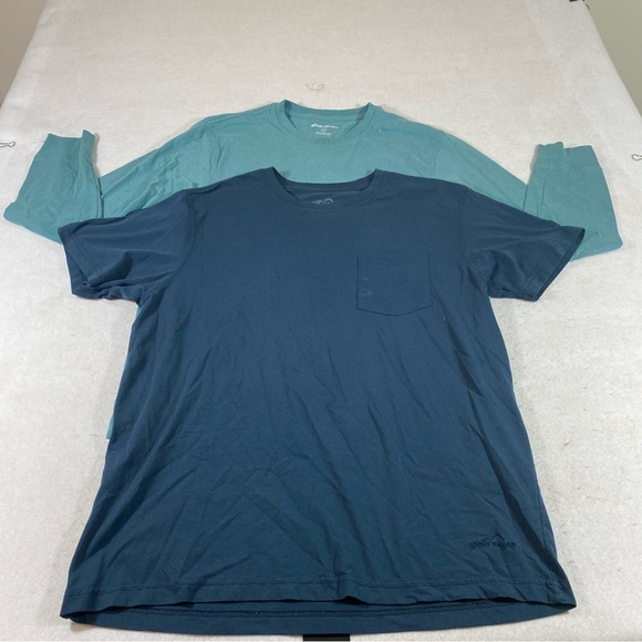 Bundle Eddie Bauer Shirts Long Sleeve Short Sleeve Men’s T-shirts Blue Navy Blue - Picture 6 of 6